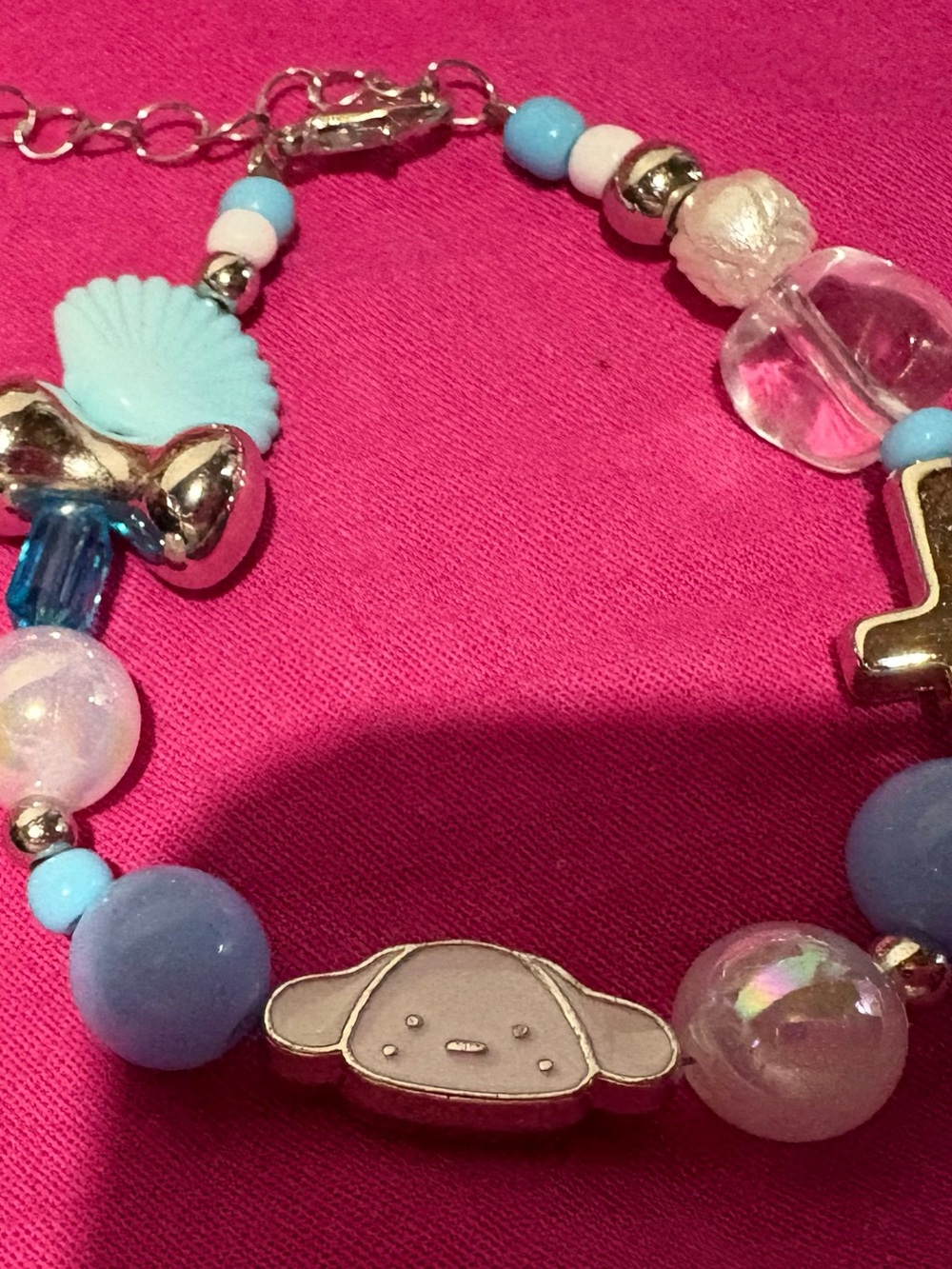 Kids Blue Beaded Cinnamonroll Bracelet